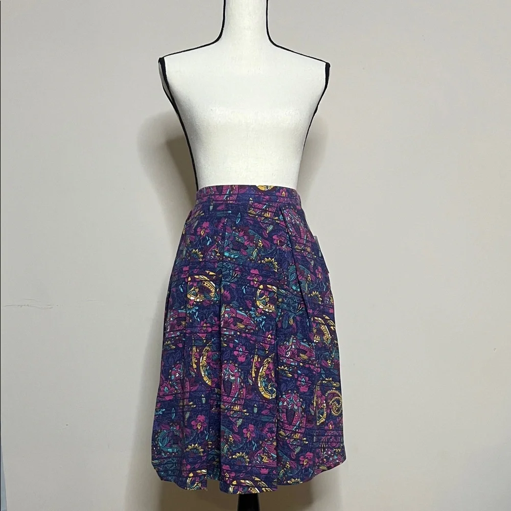 ☂️🍇💟LuLaRoe Purple Floral Circle Skirt with Teal & Yellow Accents
